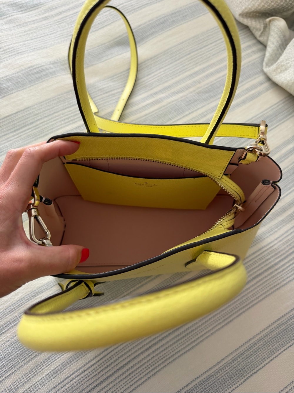 kate spade lemon yellow leather satchel - Picture 3 of 5